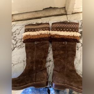 UGG Australia women's Keira Brown suede shearling lining boots